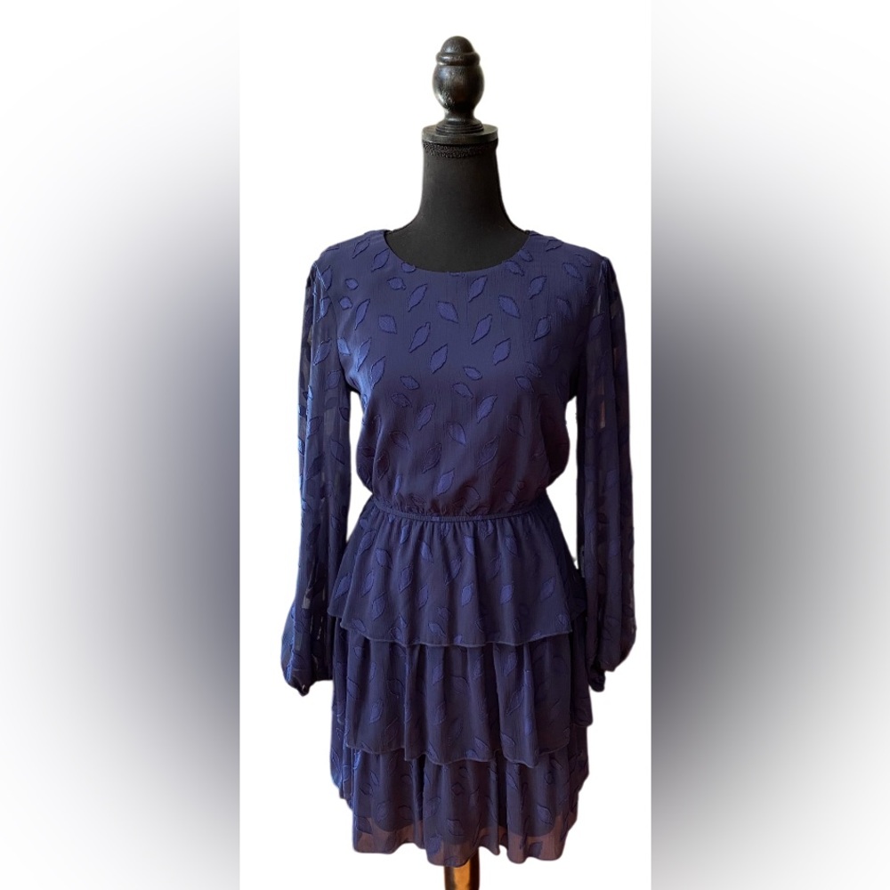 City Studio: Navy Blue 1920’s Flapper Tiered Dress with Key Hole Back